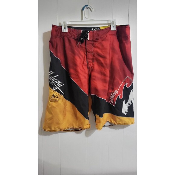 Billabong Andy Irons Knock Out Platinum X Red, Black Yellow  Board Shorts Sz 38 - Picture 1 of 13